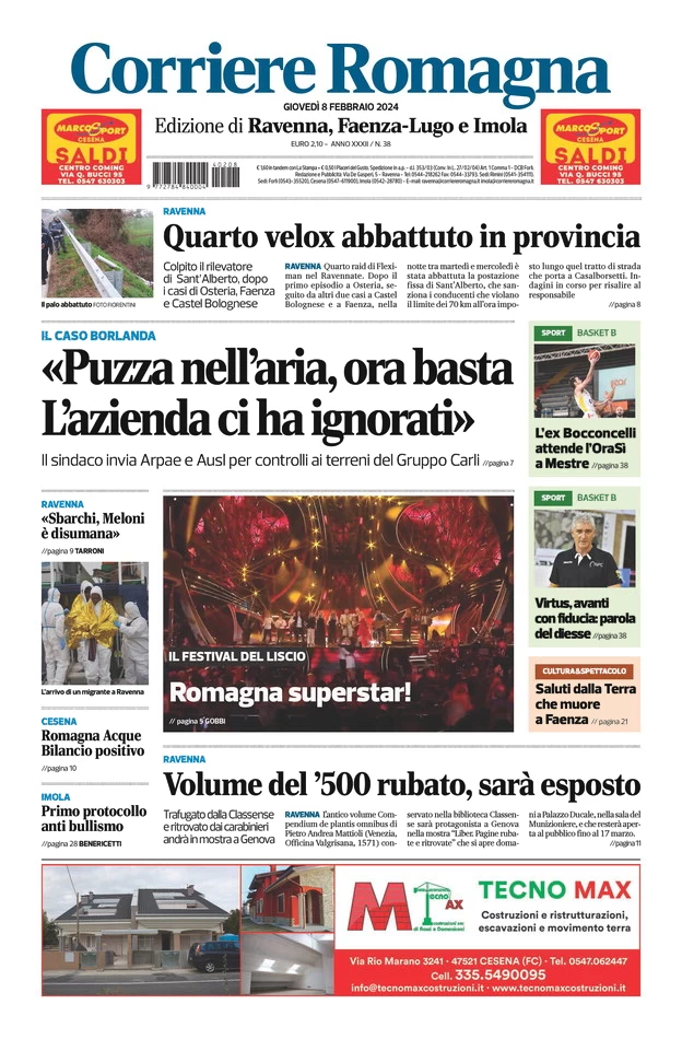 anteprima della prima pagina di corriere-romagna-ravenna-e-imola del 09/02/2024