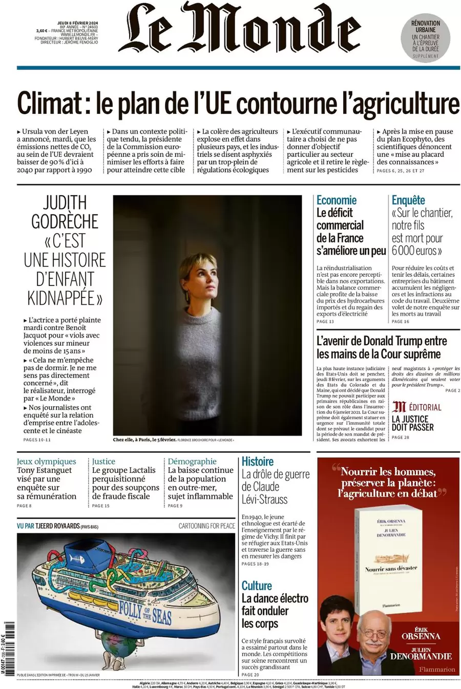 prima pagina - Le Monde del 09/02/2024