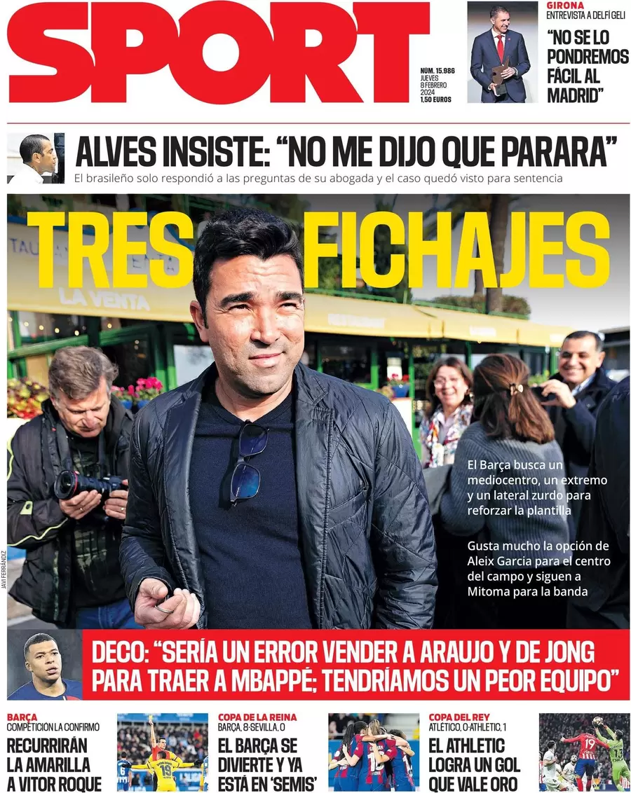 anteprima della prima pagina di sport-barcelona del 09/02/2024