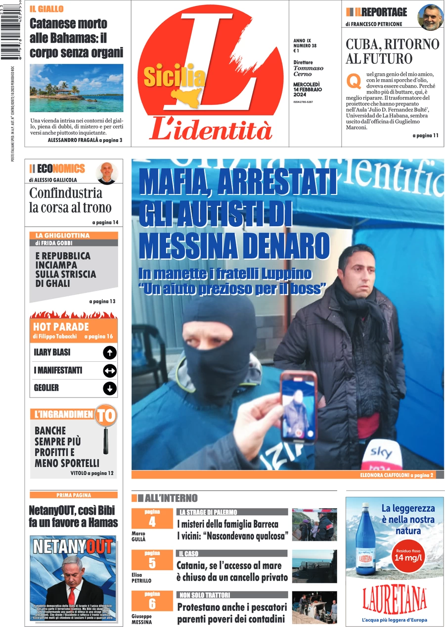anteprima della prima pagina di lidentit-della-sicilia del 13/02/2024