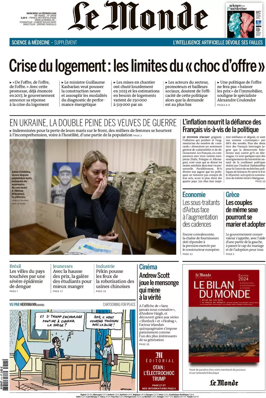 prima pagina - Le Monde del 13/02/2024