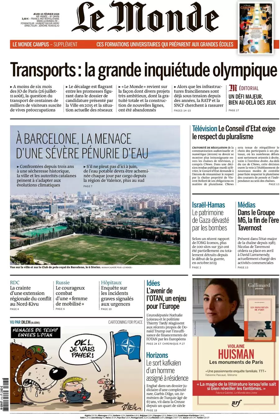 prima pagina - Le Monde del 14/02/2024