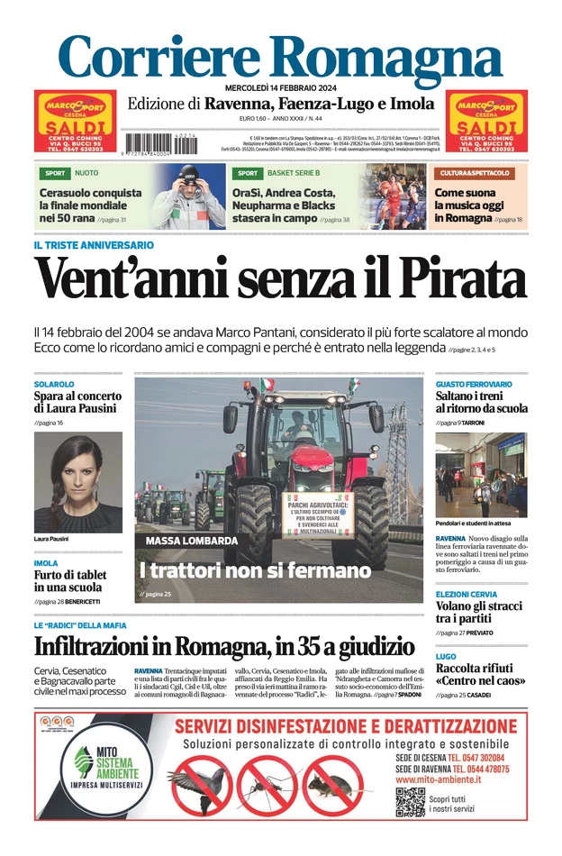 anteprima della prima pagina di corriere-romagna-ravenna-e-imola del 14/02/2024