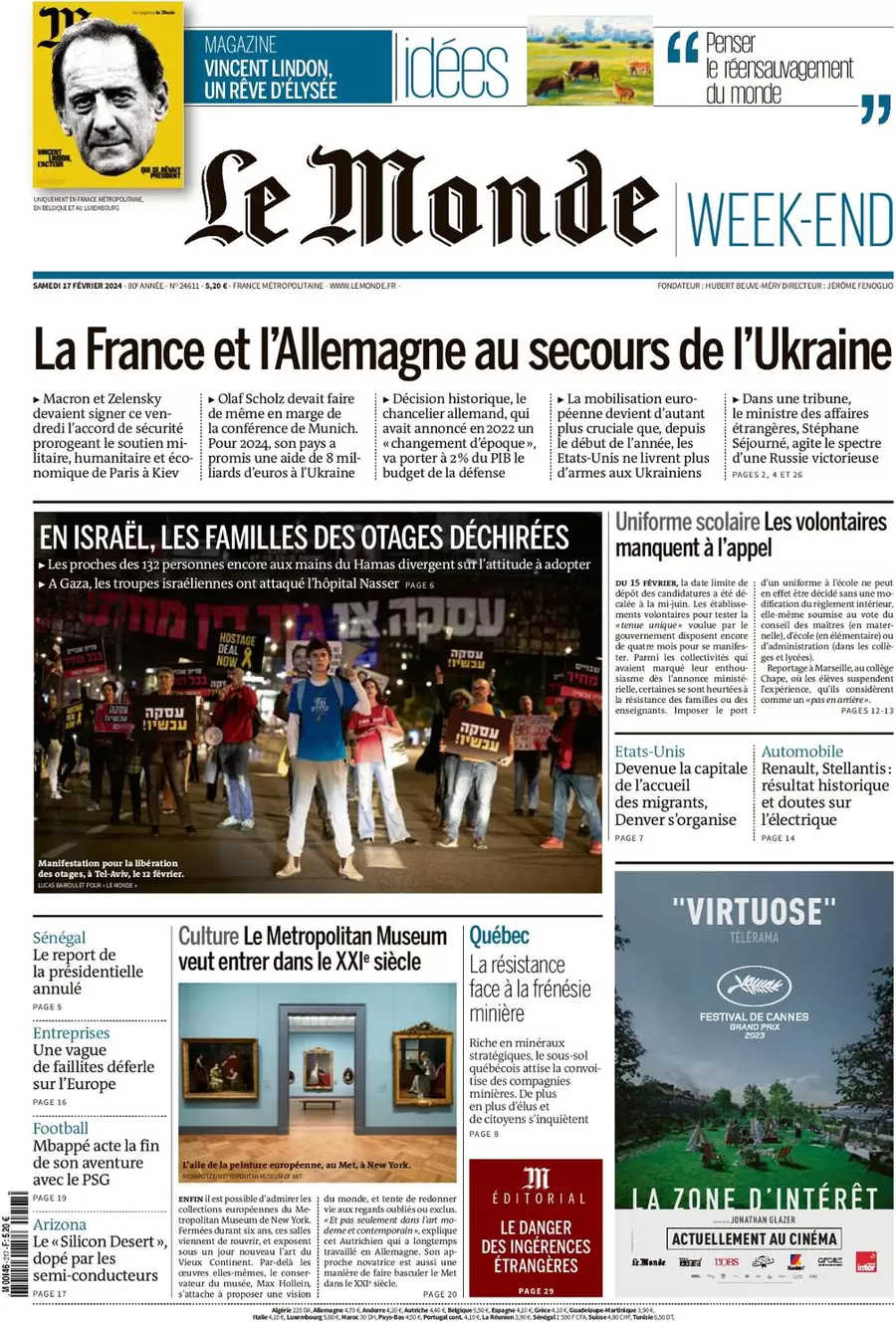 prima pagina - Le Monde del 16/02/2024