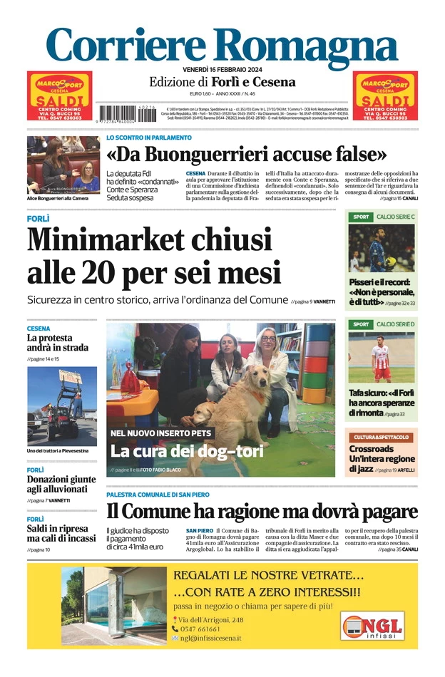 anteprima della prima pagina di corriere-romagna-forl-e-cesena del 16/02/2024