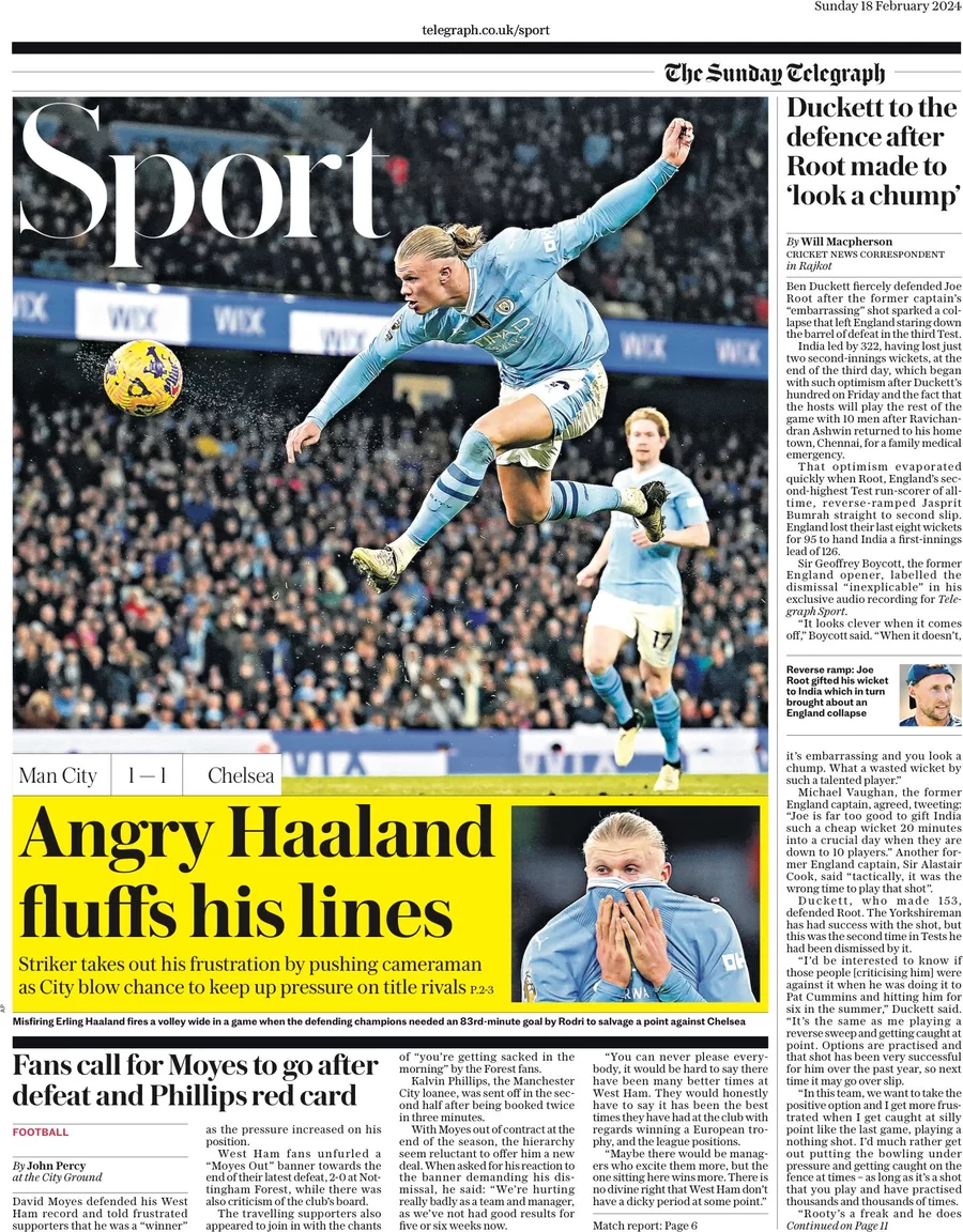 anteprima della prima pagina di the-daily-telegraph-sport del 18/02/2024