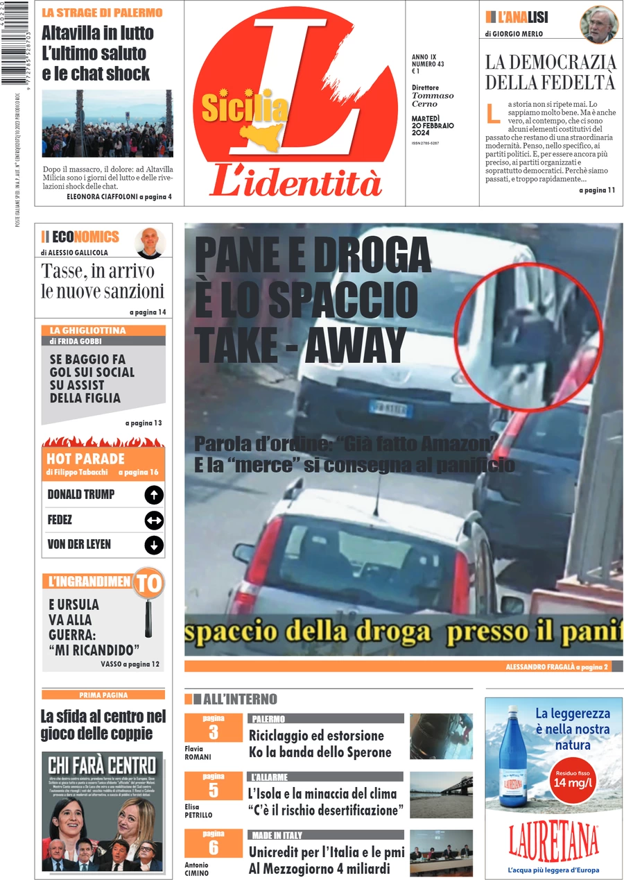 anteprima della prima pagina di lidentit-della-sicilia del 19/02/2024