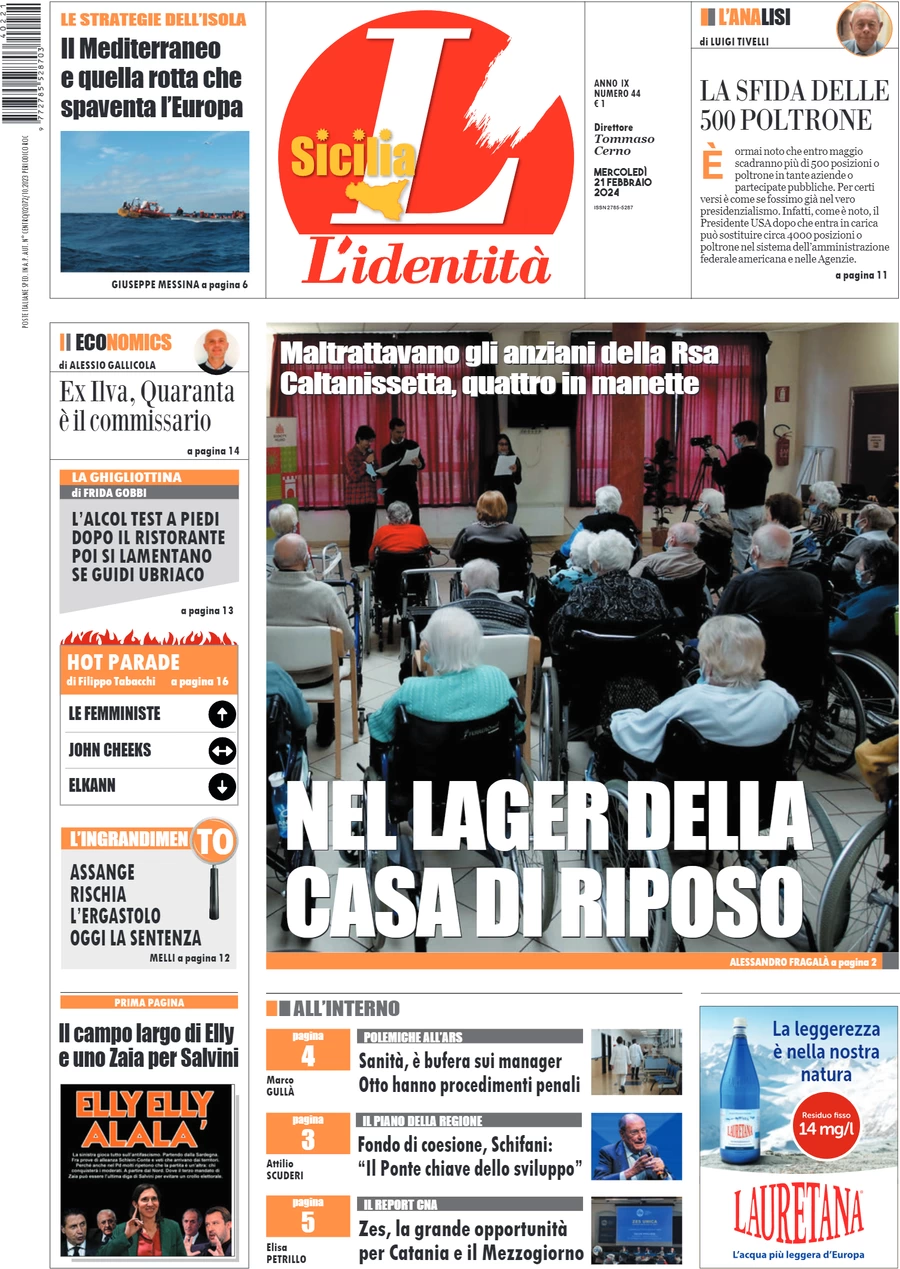 anteprima della prima pagina di lidentit-della-sicilia del 20/02/2024