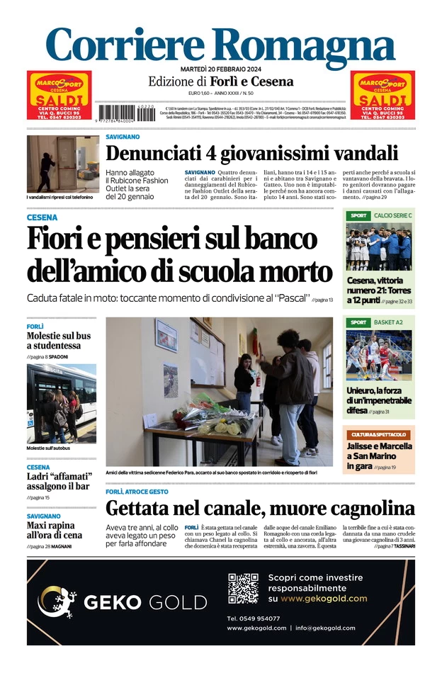anteprima della prima pagina di corriere-romagna-forl-e-cesena del 20/02/2024
