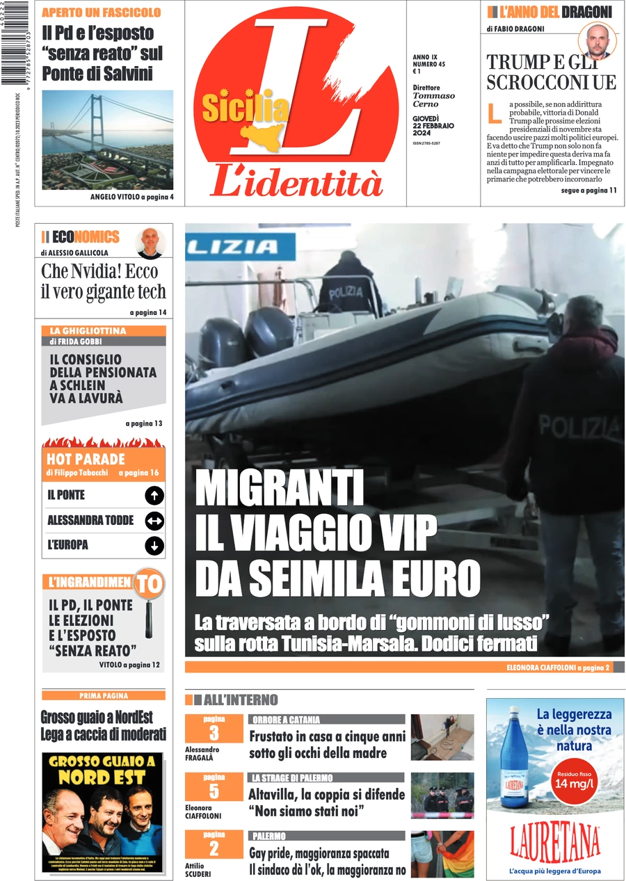 anteprima della prima pagina di lidentit-della-sicilia del 21/02/2024