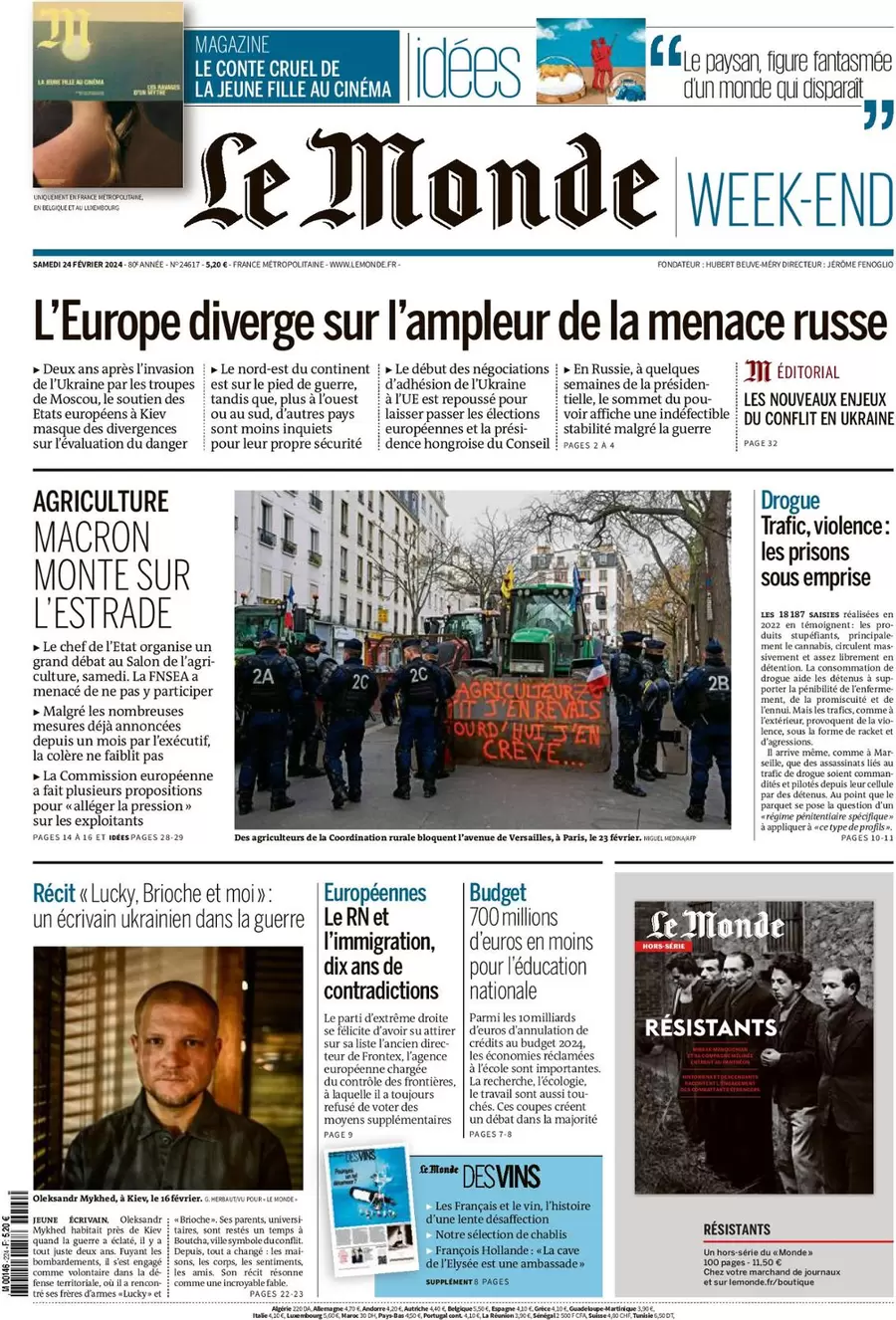 prima pagina - Le Monde del 23/02/2024