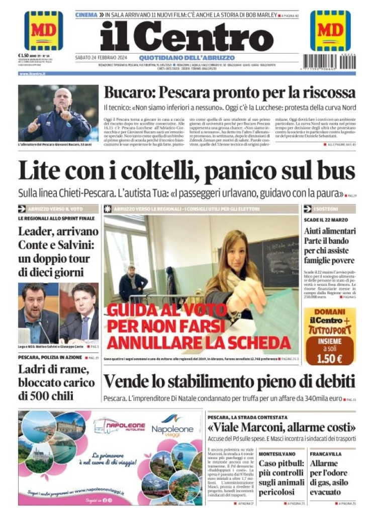 prima pagina - Il Centro (Pescara) del 24/02/2024