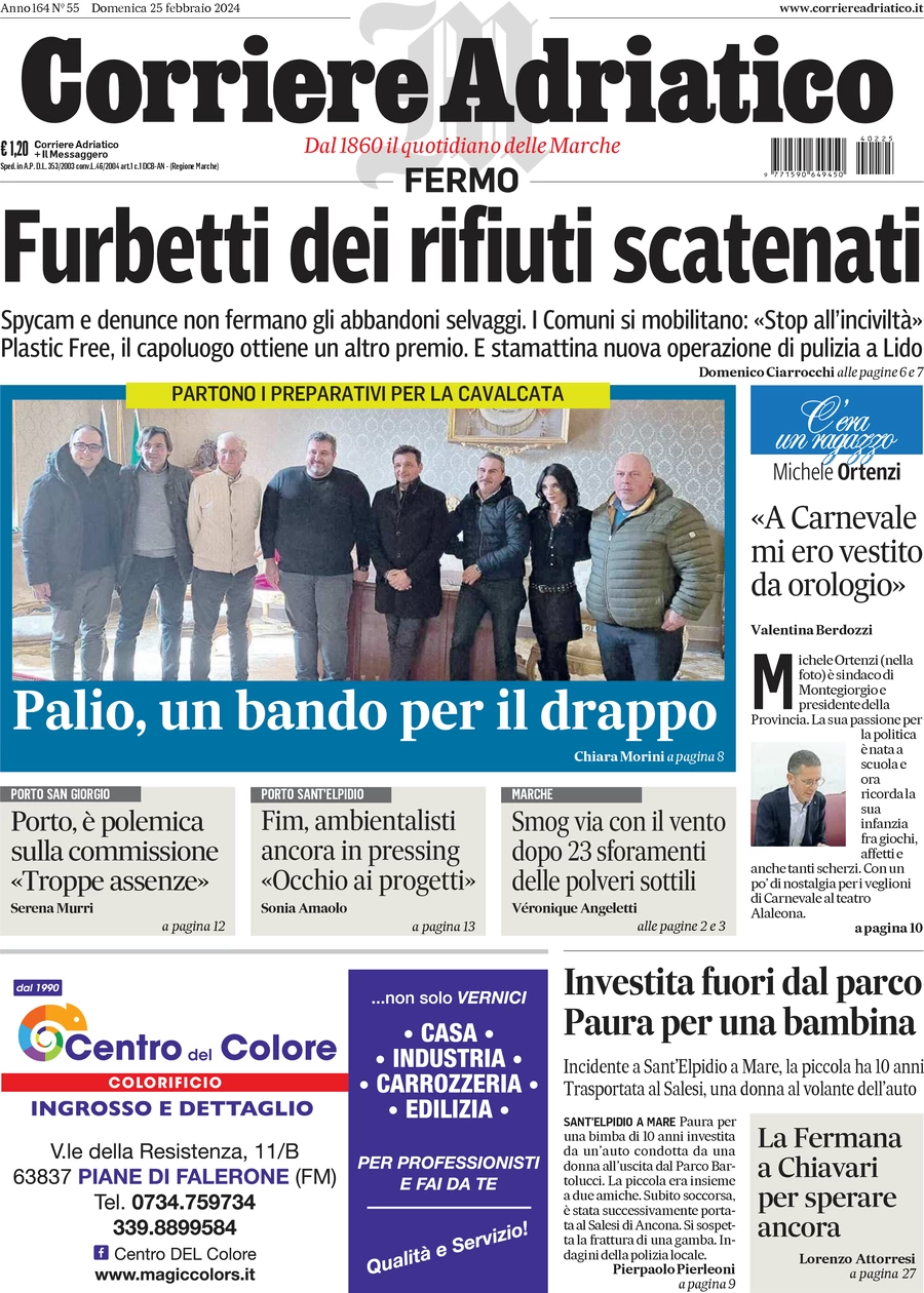 anteprima della prima pagina di corriere-adriatico-fermo del 25/02/2024