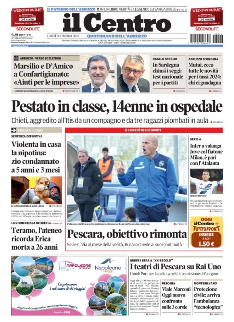 prima pagina - Il Centro (Pescara) del 26/02/2024