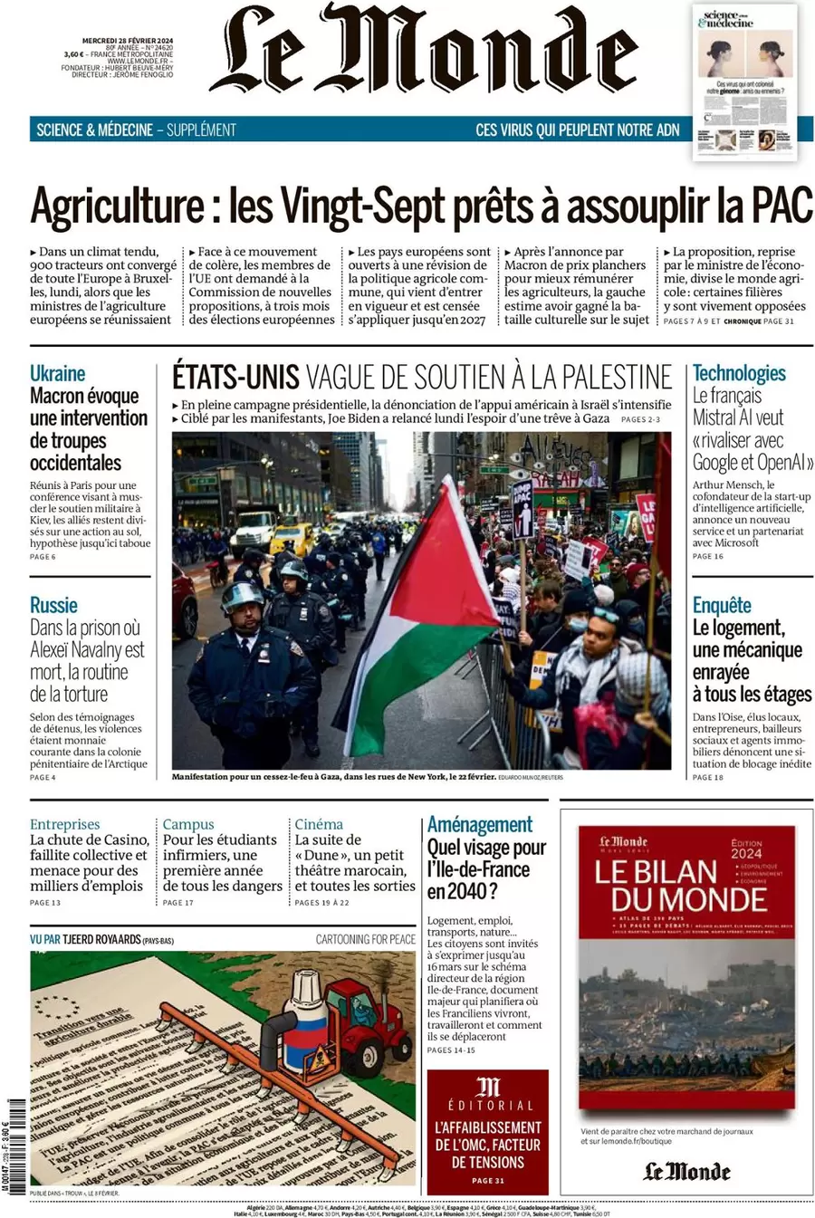 prima pagina - Le Monde del 27/02/2024