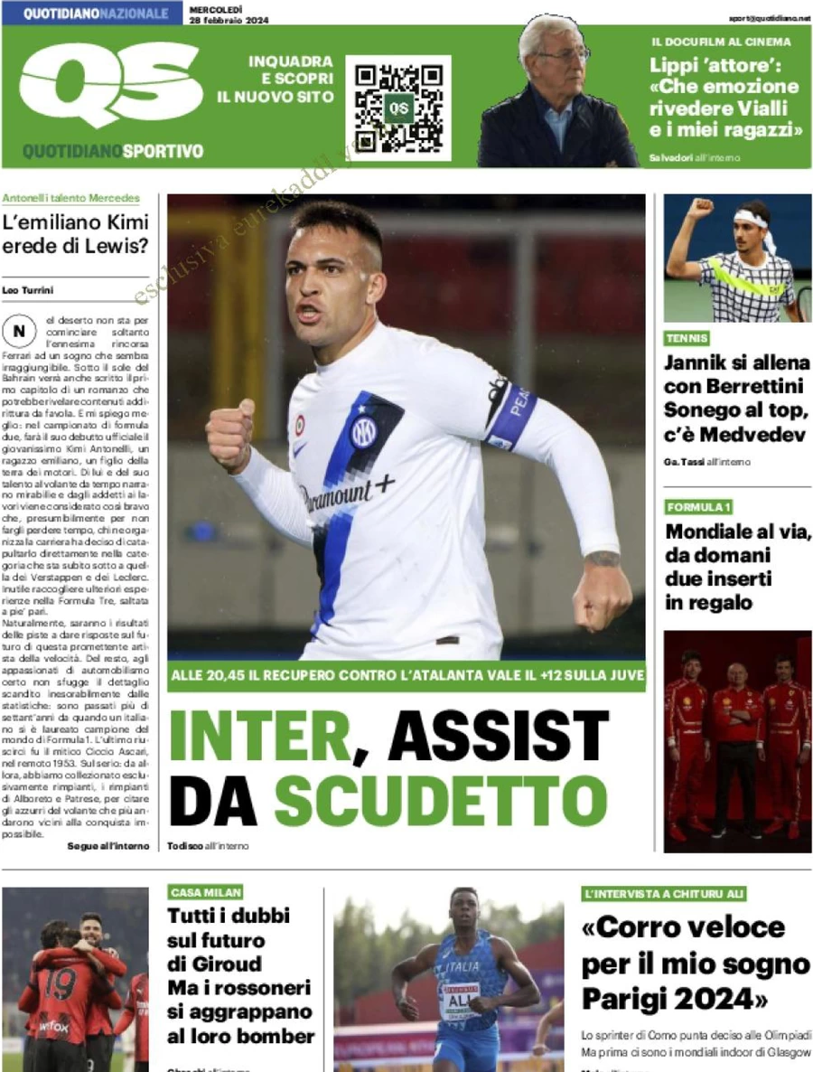 prima pagina - QS Quotidiano Sportivo del 28/02/2024