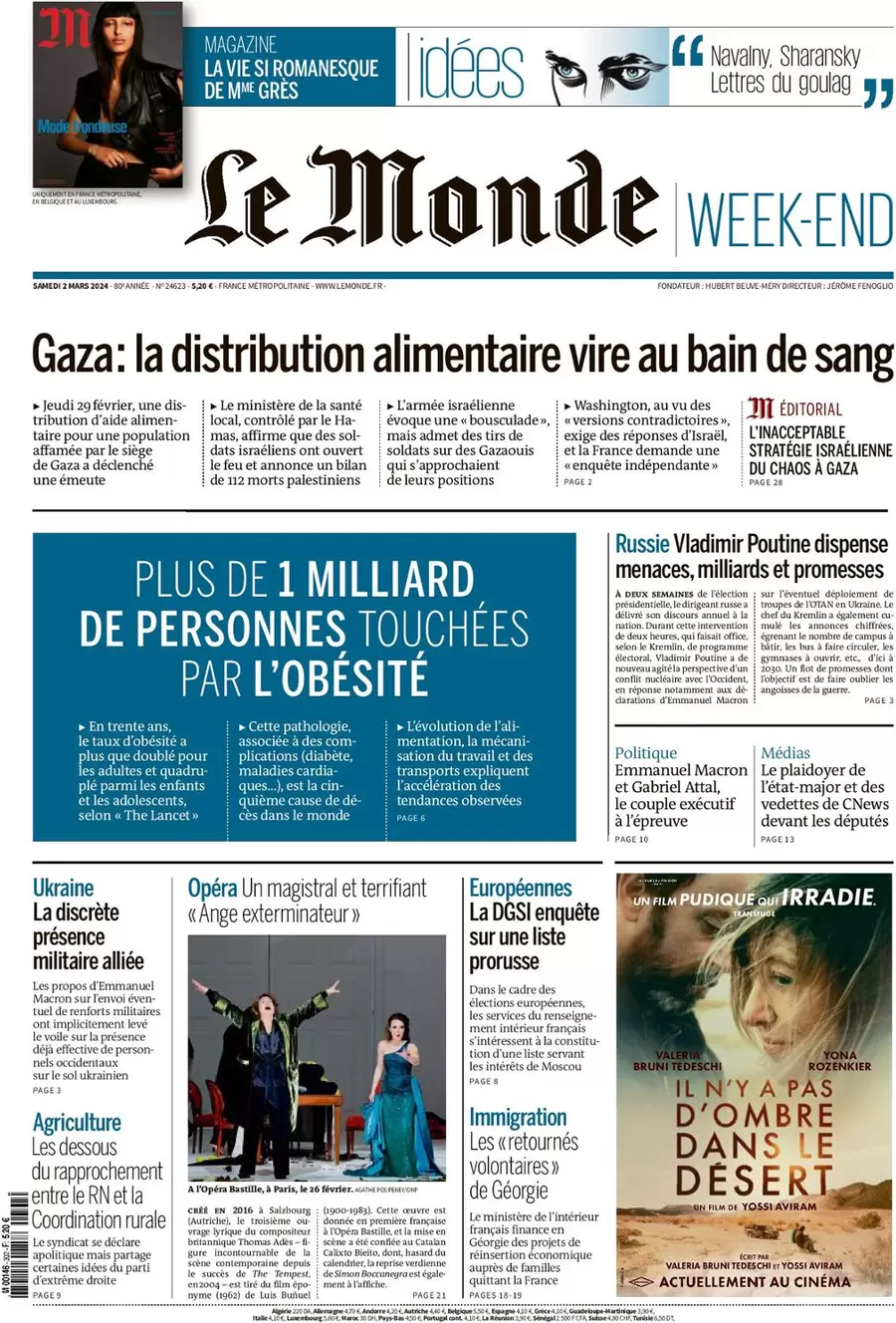 prima pagina - Le Monde del 01/03/2024