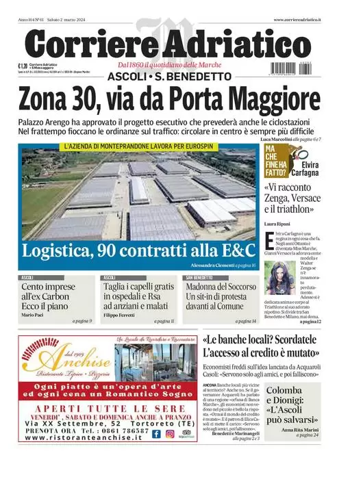 anteprima della prima pagina di corriere-adriatico-ascoli del 01/03/2024