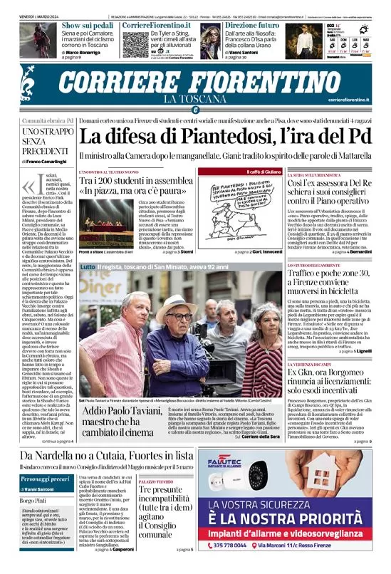 anteprima della prima pagina di corriere-fiorentino del 01/03/2024
