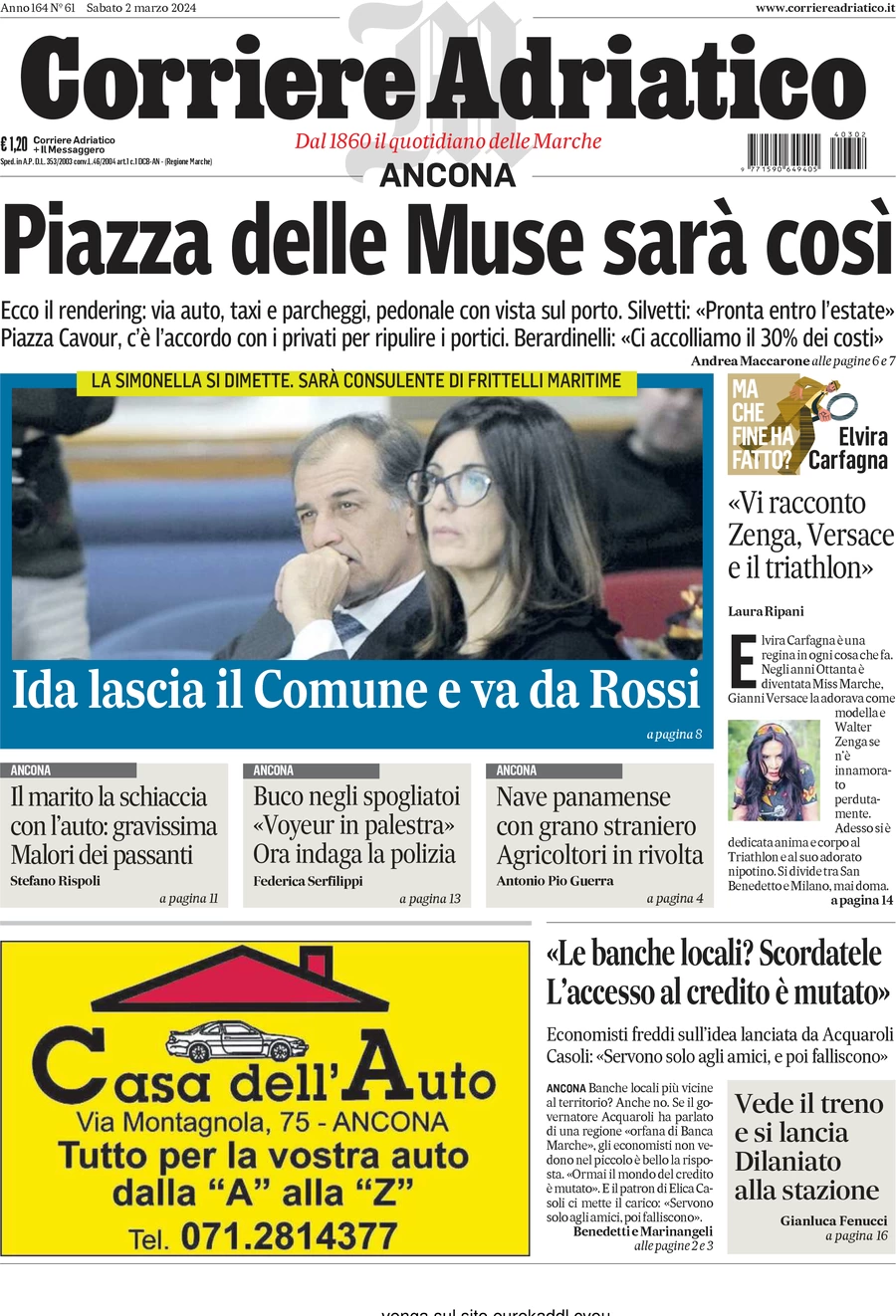 anteprima della prima pagina di corriere-adriatico-ancona del 02/03/2024