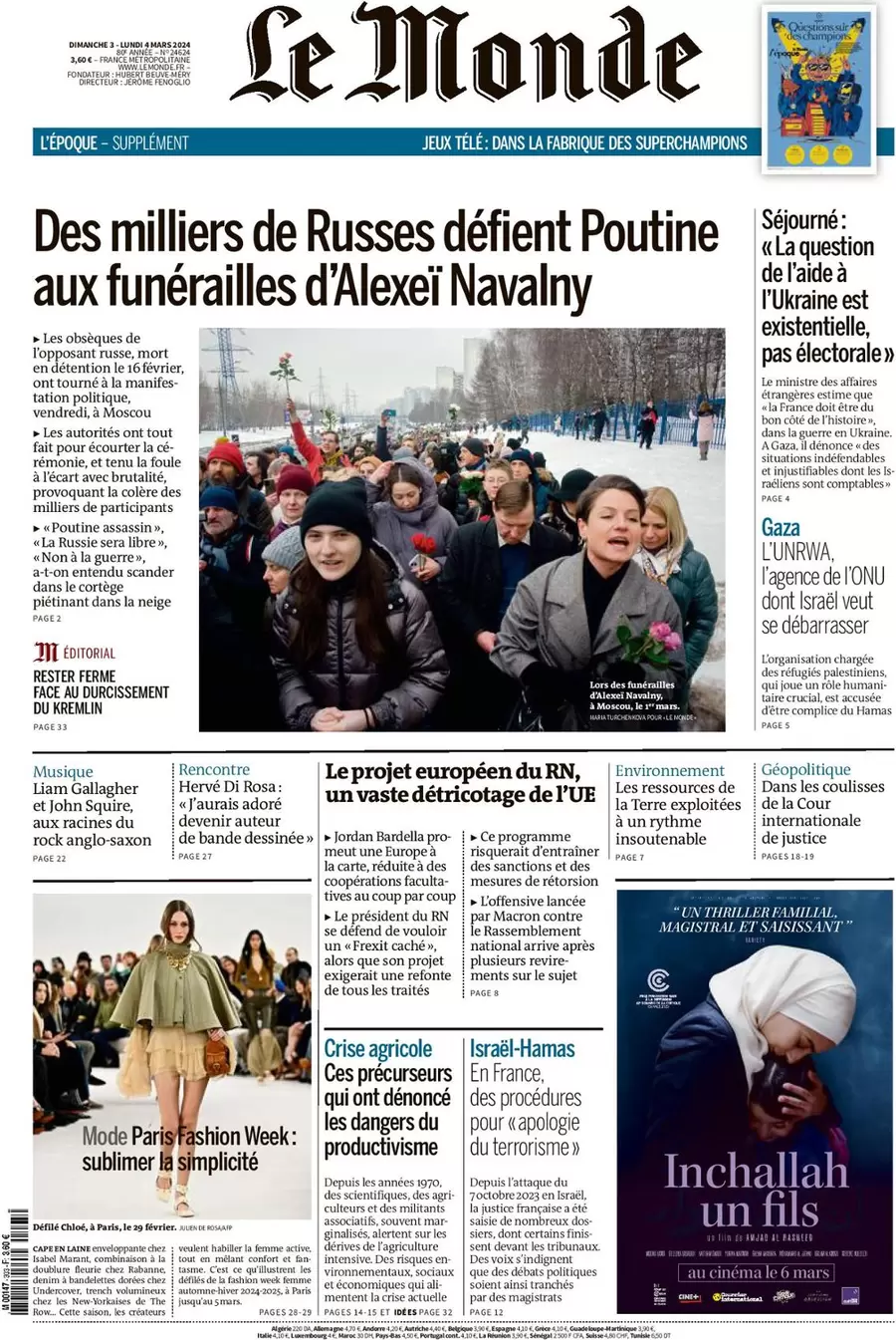 prima pagina - Le Monde del 02/03/2024
