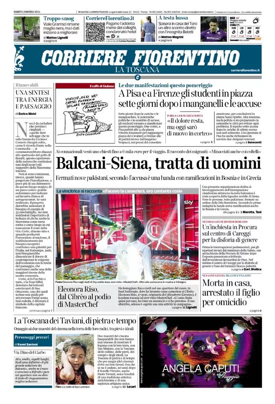 anteprima della prima pagina di corriere-fiorentino del 02/03/2024