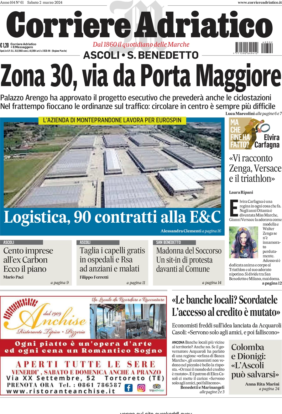 anteprima della prima pagina di corriere-adriatico-ascoli del 02/03/2024