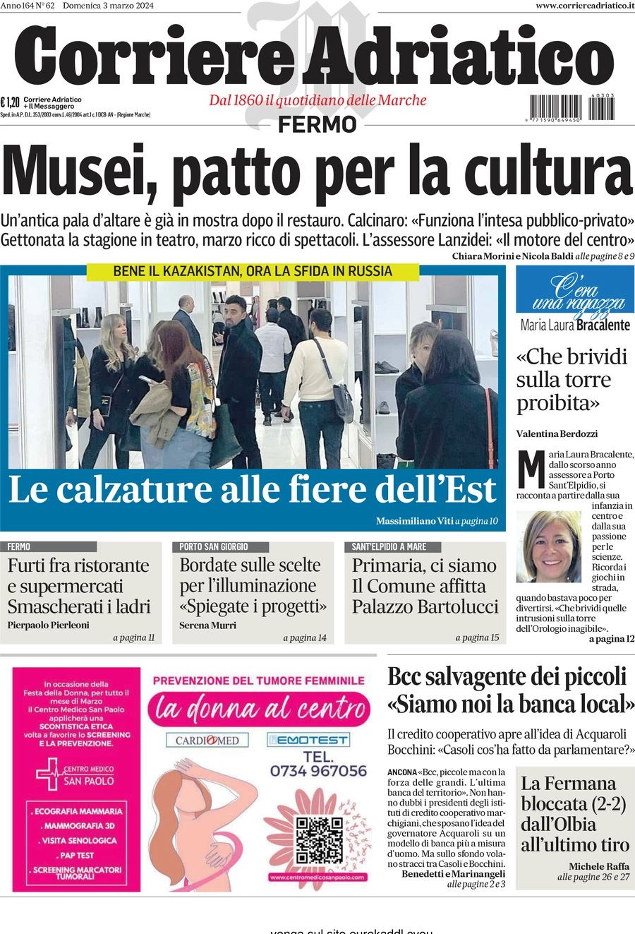 anteprima della prima pagina di corriere-adriatico-fermo del 03/03/2024