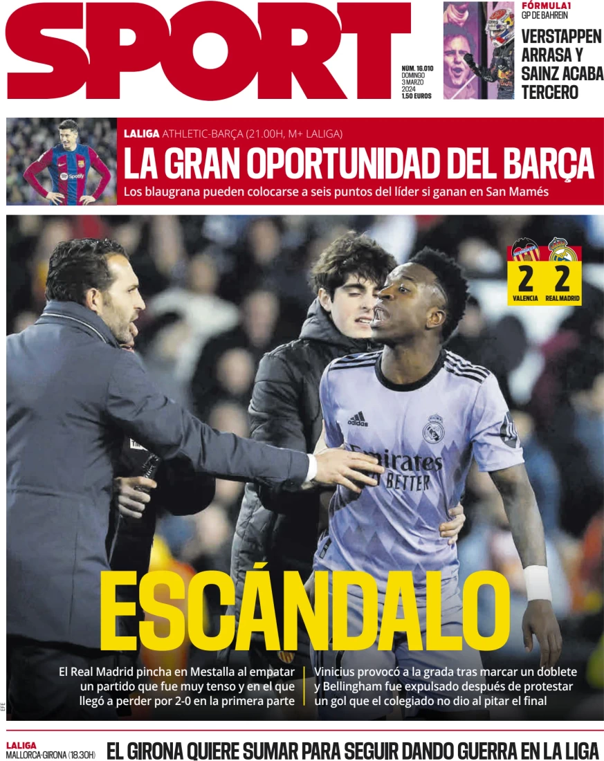 anteprima della prima pagina di sport-barcelona del 03/03/2024