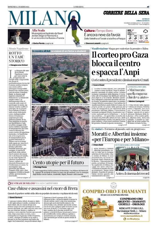 anteprima della prima pagina di corriere-della-sera-milano del 03/03/2024