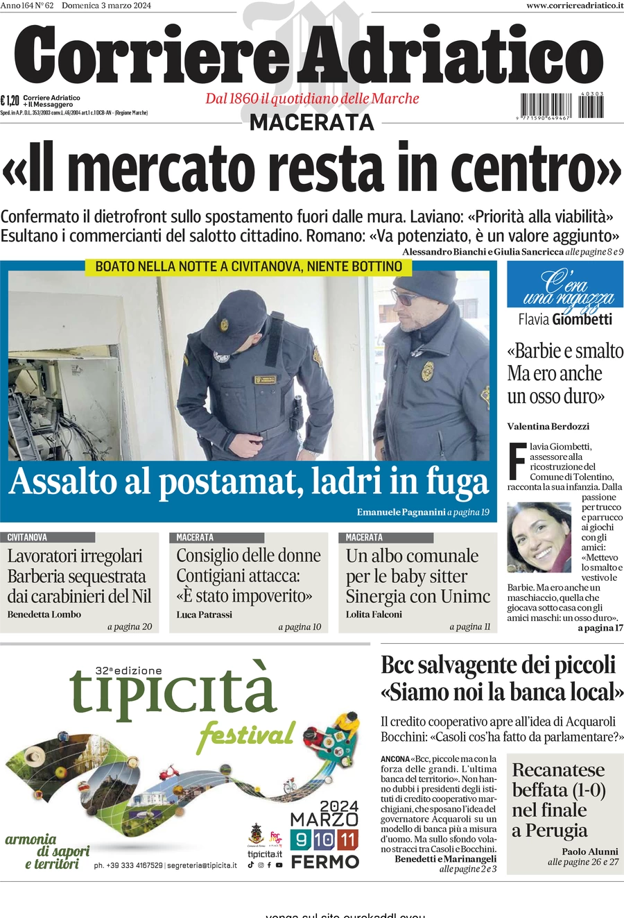anteprima della prima pagina di corriere-adriatico-macerata del 03/03/2024