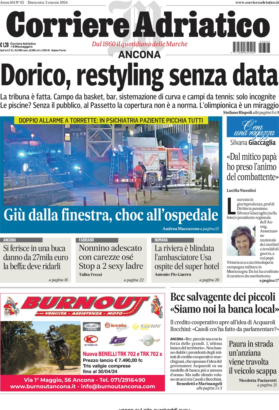 anteprima della prima pagina di corriere-adriatico-ancona del 03/03/2024