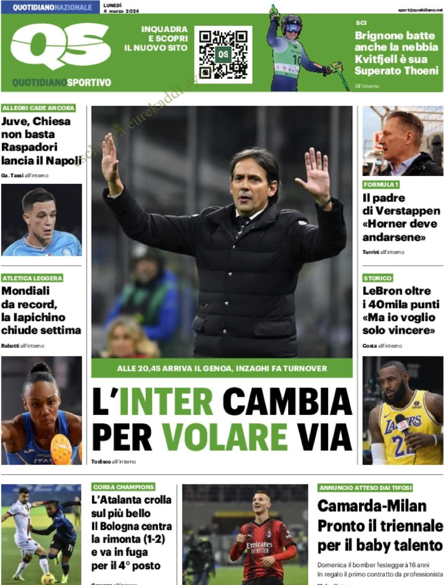 prima pagina - QS Quotidiano Sportivo del 04/03/2024