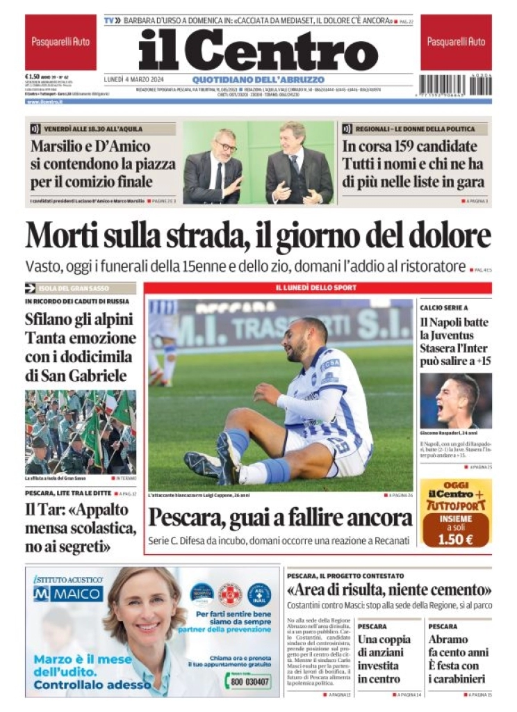 prima pagina - Il Centro (Pescara) del 04/03/2024
