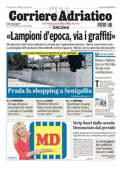 anteprima della prima pagina di corriere-adriatico-ancona del 04/03/2024