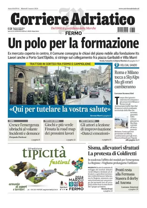 anteprima della prima pagina di corriere-adriatico-fermo del 04/03/2024