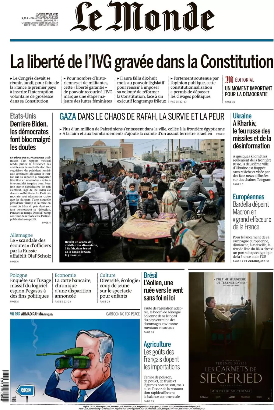 prima pagina - Le Monde del 04/03/2024