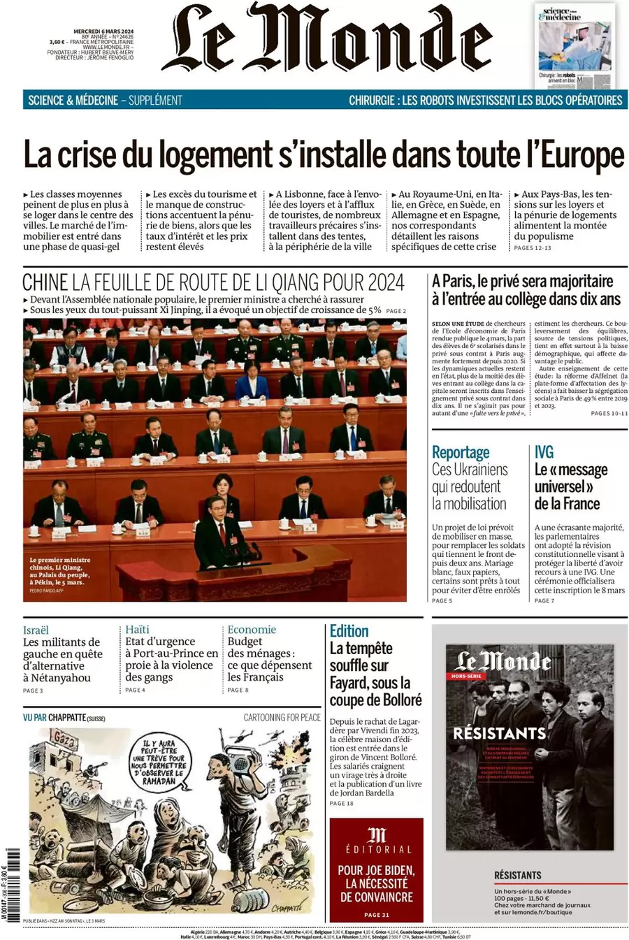 prima pagina - Le Monde del 05/03/2024