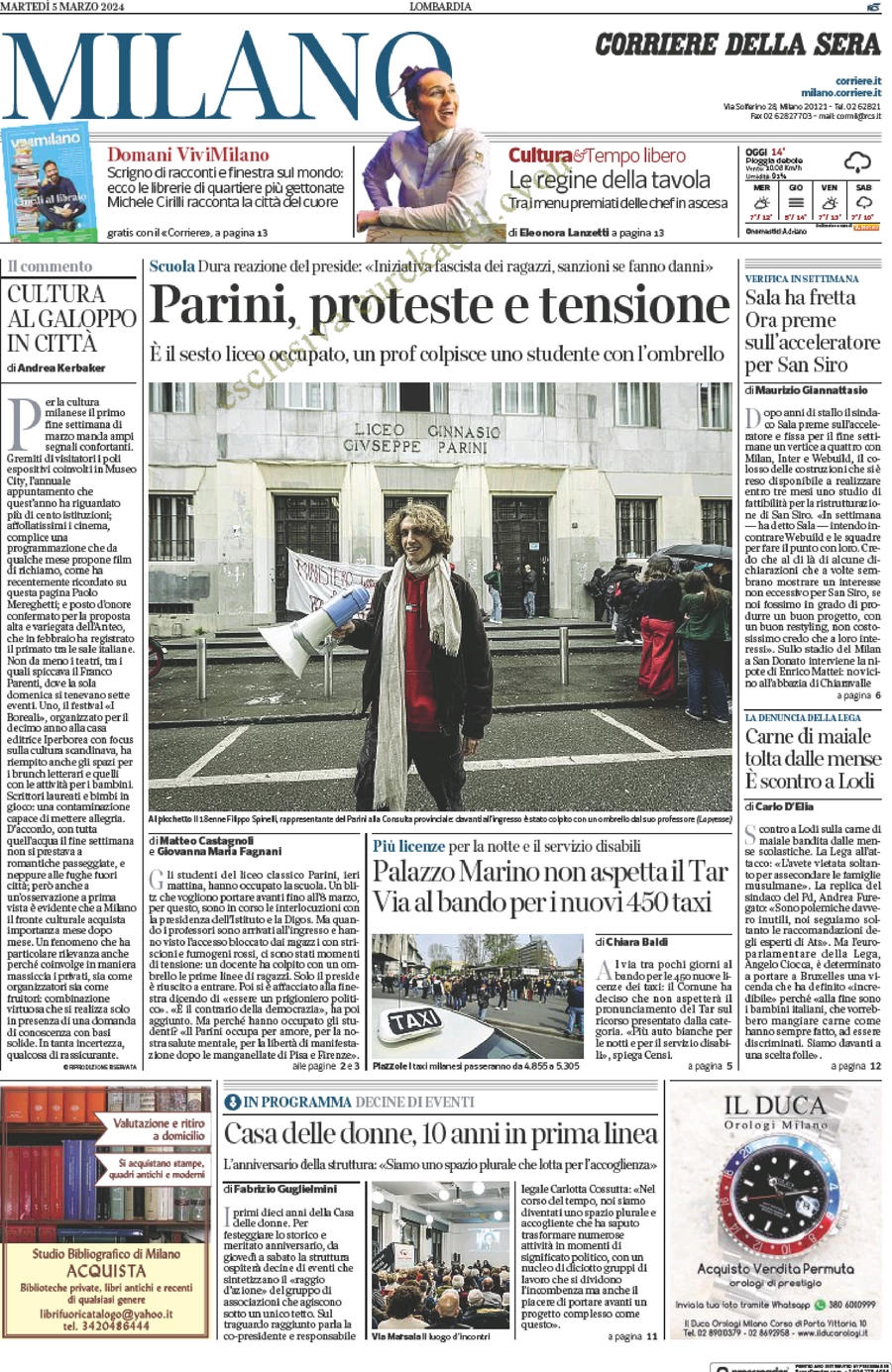 anteprima della prima pagina di corriere-della-sera-milano del 05/03/2024