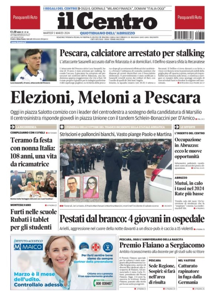 prima pagina - Il Centro (Pescara) del 05/03/2024