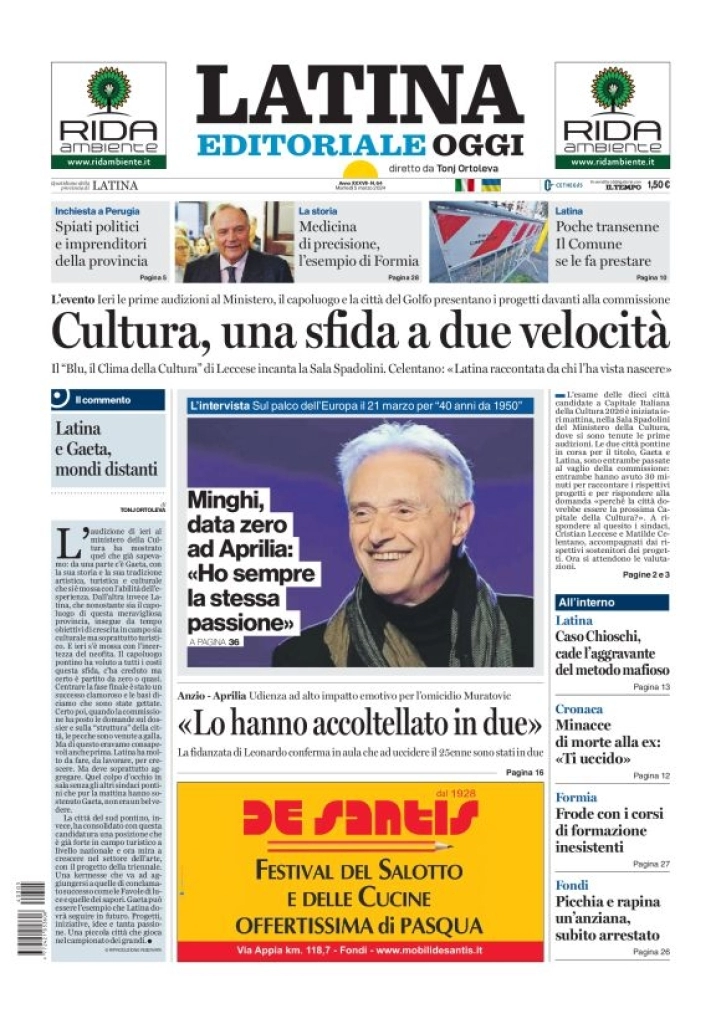 anteprima della prima pagina di latina-editoriale-oggi del 05/03/2024