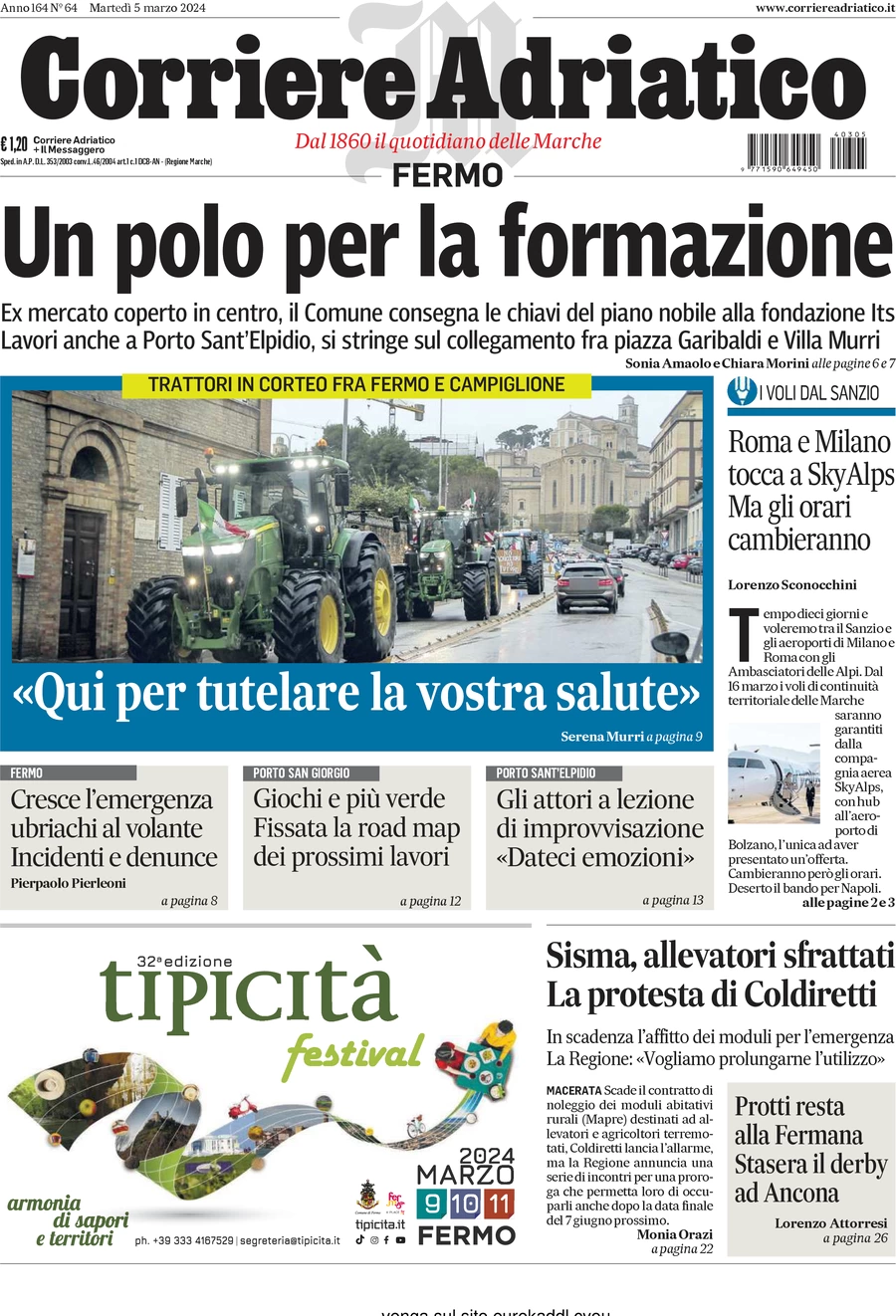 anteprima della prima pagina di corriere-adriatico-fermo del 05/03/2024