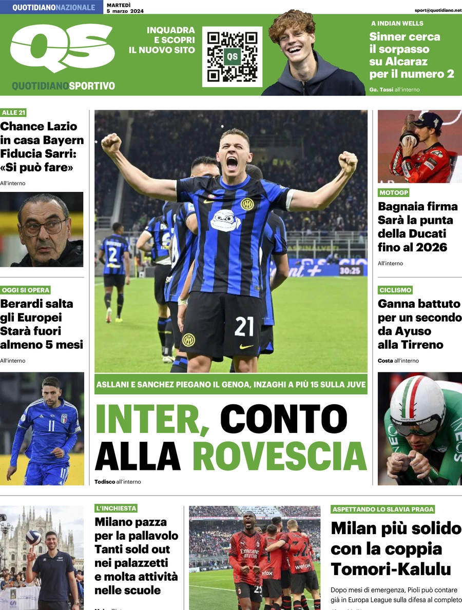 prima pagina - QS Quotidiano Sportivo del 05/03/2024