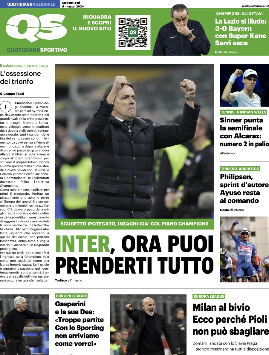 prima pagina - QS Quotidiano Sportivo del 06/03/2024
