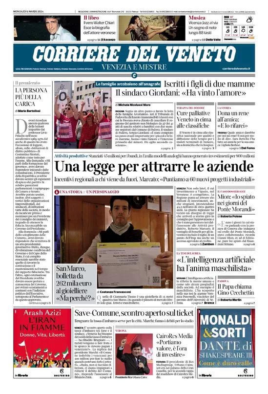 anteprima della prima pagina di corriere-del-veneto del 06/03/2024