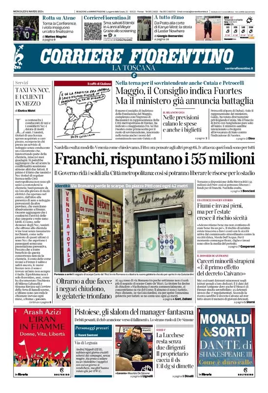 anteprima della prima pagina di corriere-fiorentino del 06/03/2024
