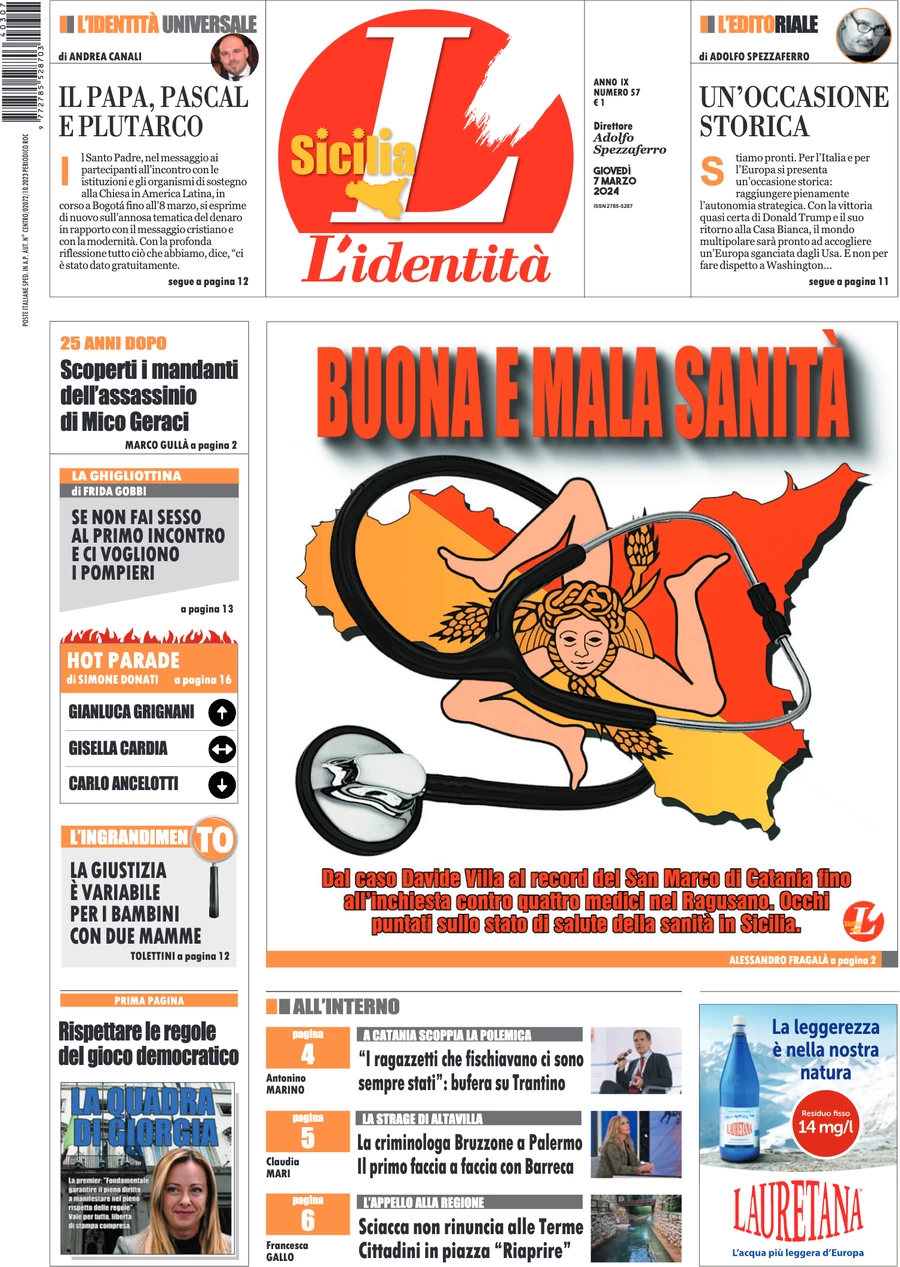 anteprima della prima pagina di lidentit-della-sicilia del 06/03/2024
