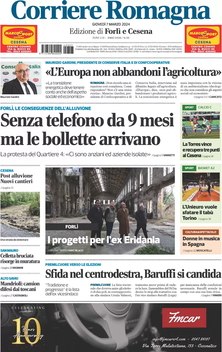anteprima della prima pagina di corriere-romagna-forl-e-cesena del 07/03/2024
