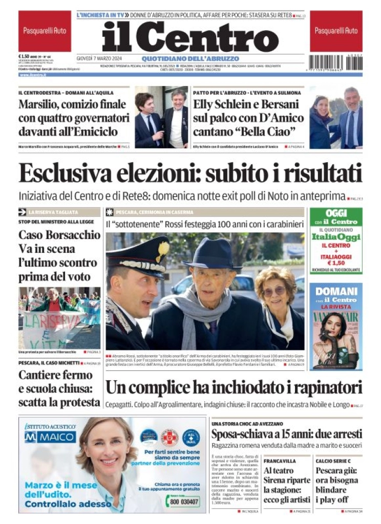 prima pagina - Il Centro (Pescara) del 07/03/2024