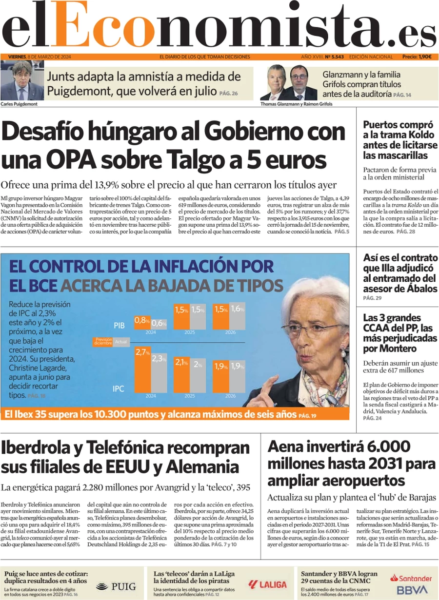 prima pagina - El Economista del 07/03/2024